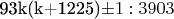 93k(k+1225)\pm 1 : 3903