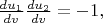 $
\frac{du_1}{dv}\frac{du_2}{dv}=-1,$