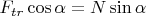 $F_{tr}\cos\alpha=N\sin\alpha$