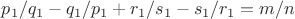 $p_1/q_1-q_1/p_1+r_1/s_1-s_1/r_1=m/n$