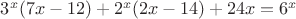 $3^x(7x-12)+2^x(2x-14)+24x=6^x$
