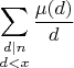 $$\sum_{\substack{d|n \\ d<x}}\frac{\mu(d)}{d}$$