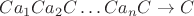 $Ca_1 Ca_2C \dots C a_n C \to C$