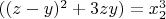$((z-y)^2+3zy)=x_2^3$