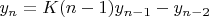 $y_n=K(n-1)y_{n-1}-y_{n-2}$