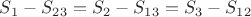 $S_1 - S_2_3 = S_2 - S_1_3 = S_3 - S_1_2$