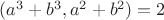 $(a^3+b^3,a^2+b^2)=2$