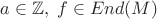 $a\in\mathbb Z,\;f\in End(M)$ $a\in\mathbb Z,\;f\in End(M)$