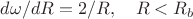 $d{\omega}/dR=2/R , \quad{R<R_b}$