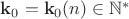 ${\mathbf k_0}={\mathbf k_0(n)}\in {\mathbb N}^* $