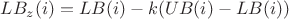 $LB_z(i)=LB(i)-k(UB(i)-LB(i))$