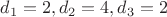 $d_1=2,d_2=4,d_3=2$