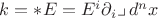 $k = \ast E = E^i \partial_i \lrcorner\, d^n x$