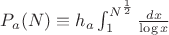 $P_a(N)\equiv h_a\int_1^{N^{\frac12}} \frac{dx}{\log x}$