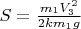 $S=\frac{m_1V_3^2}{2km_1g}$