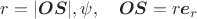 $r=|\boldsymbol {OS}|,\psi,\quad \boldsymbol {OS}=r\boldsymbol e_r$