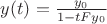 $y(t)=\frac{y_0}{1-tFy_0}$ $y(t)=\frac{y_0}{1-tFy_0}$