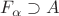 $\[
F_\alpha   \supset A
\]
$