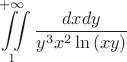 $$\iint\limits_{1}^{+\infty} \frac{dx dy}{y^3x^2\ln{(xy)}}$$