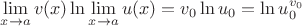 $\lim\limits_{x\to a} v(x) \ln\lim\limits_{x\to a} u(x) = v_0\ln u_0 = \ln u_0^{v_0}$
