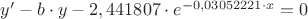 $y' - b \cdot y  - 2,441807 \cdot e ^ {-0,03052221 \cdot x} =0$