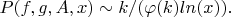$P(f,g,A,x)\sim k/(\varphi(k) ln(x)).$