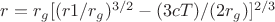 $r=r_g[(r1/r_g)^{3/2}-(3cT)/(2r_g)]^{2/3}$