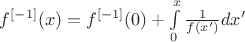 $f^{[-1]}(x)=f^{[-1]}(0)+\int\limits_{0}^{x}\frac{1}{f(x')}dx'$
