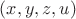$(x,y,z,u)$