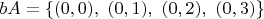 $bA = \{ (0, 0),\ (0, 1), \ (0, 2),\ (0, 3) \}$
