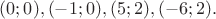 $(0; 0), (-1; 0), (5; 2), (-6; 2).$