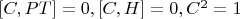 $[C,PT]=0,[C,H]=0,C^2=1$