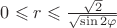 $0\leqslant r\leqslant \frac {\sqrt 2}{\sqrt{\sin {2\varphi}}}$
