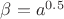\beta=a^{0.5}