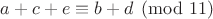 $a+c+e\equiv b+d\pmod{11}$