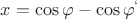 $x=\cos\varphi - \cos\varphi^`$