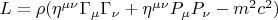 $L=\rho(\eta^{\mu \nu}\Gamma_{\mu} \Gamma_{\nu}+\eta^{\mu \nu} P_{\mu} P_{\nu}-m^2 c^2)$