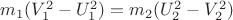 $m_1(V_1^2-U_1^2)=m_2(U_2^2-V_2^2)$