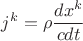 $j^k = \rho\dfrac{dx^k}{cdt}$
