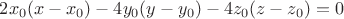 $2x_0(x-x_0)-4y_0(y-y_0)-4z_0(z-z_0)=0$