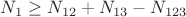 $N_1\ge N_{12}+N_{13}-N_{123}$