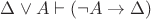 $\Delta\vee A\vdash(\neg A\rightarrow\Delta)$