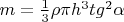 $m=\frac{1}{3}\rho \pi h^3 tg^2 \alpha $