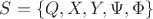 $S = \{ Q,X, Y,\Psi,\Phi\}$