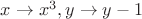$x \rightarrow x^3, y \rightarrow y-1$