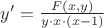 $y'=\frac{F(x,y)}{y\cdotp x\cdotp (x-1)}$ $y'=\frac{F(x,y)}{y\cdotp x\cdotp (x-1)}$