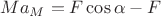 $Ma_M = F\cos\alpha - F$