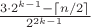 $\frac{3 \cdot 2^{k-1}-\lceil n/2 \rceil}{2^{2k-1}}$