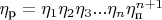$\eta_{\text{р}} = \eta_1\eta_2\eta_3 ... \eta_n \eta_{\text{п}} ^{n+1}$