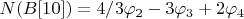 $N(B[10])=4/3\varphi_2-3\varphi_3+2\varphi_4$